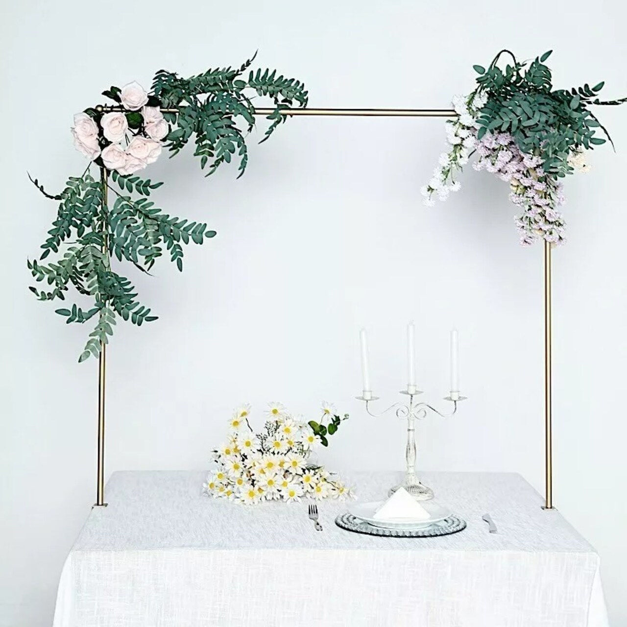 42" tall Gold Adjustable Over The Table Rod Stand Metal Arch Wedding Decorations